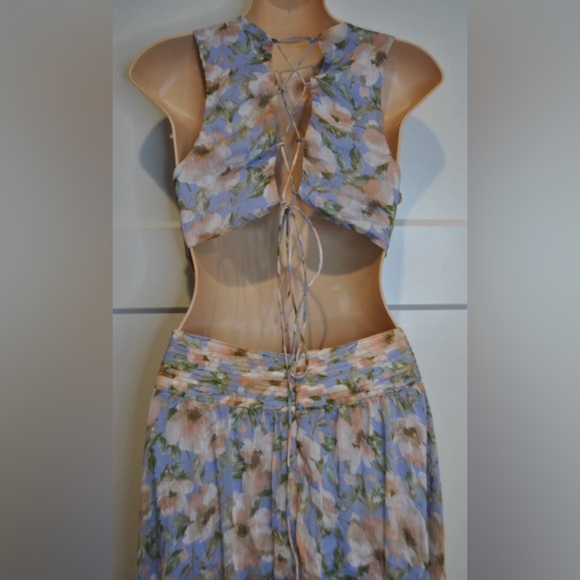 ASTR THE LABEL Anthropologie Noya Strappy Back Iris Blue Blush Dress XS - Picture 8 of 12